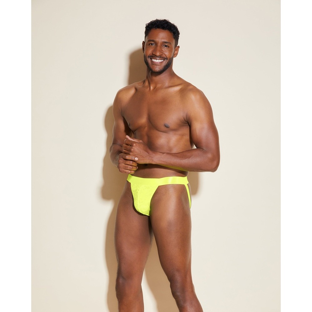 CosaBella Neon Yellow Lace Men's Jockstrap Bold & Sexy Statement size XL
